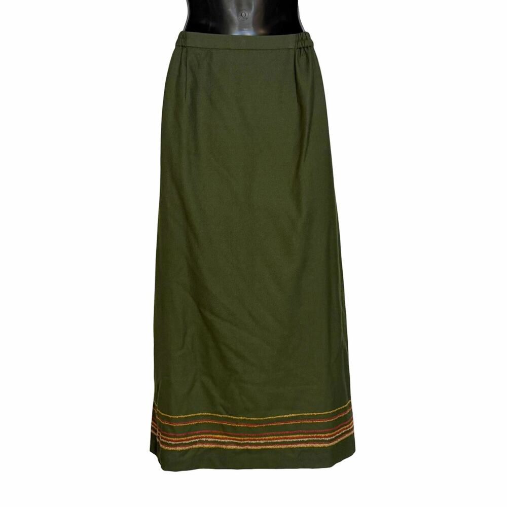 VTG 90S Y2K REQUIREMENTS KHAKI GREEN FRINGE WRAP SKIRT NEW OLD STOCK W TAGS 12 - Picture 3 of 6